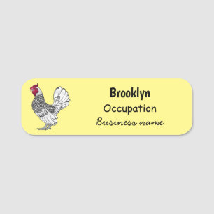Sebright chicken cartoon illustration name tag