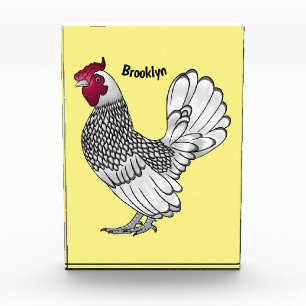 Sebright chicken cartoon illustration photo block