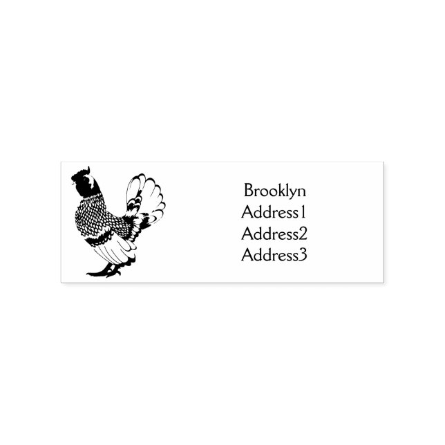 Sebright chicken cartoon illustration rubber stamp (Imprint)