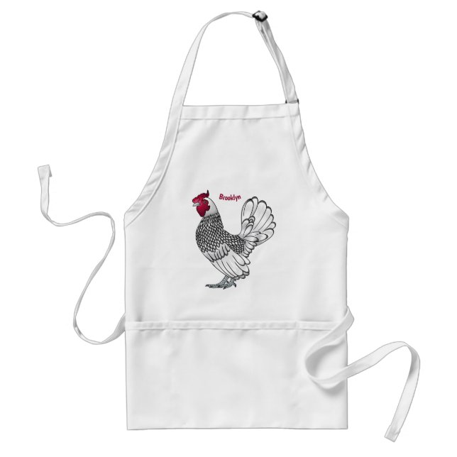 Sebright chicken cartoon illustration standard apron (Front)
