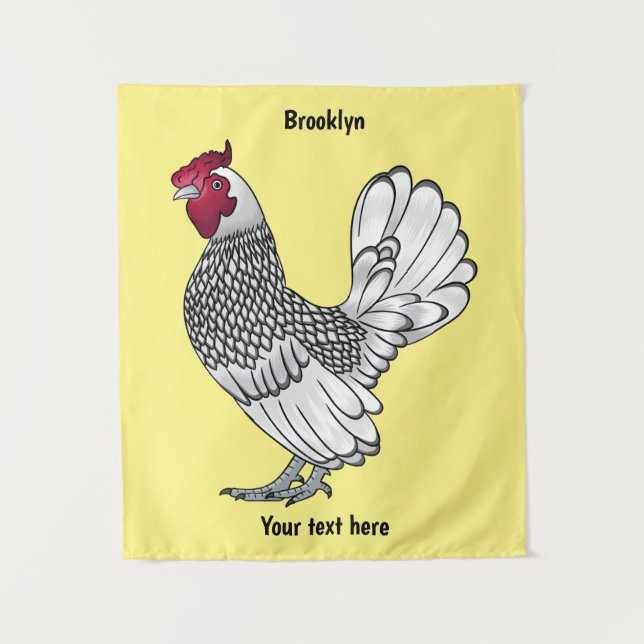 Sebright chicken cartoon illustration tapestry (Front)