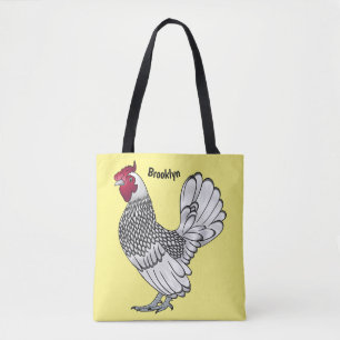 Sebright chicken cartoon illustration tote bag