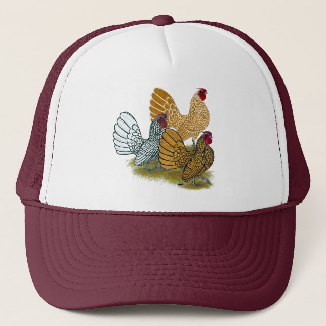 Sebright Rooster Assortment Trucker Hat (Front)