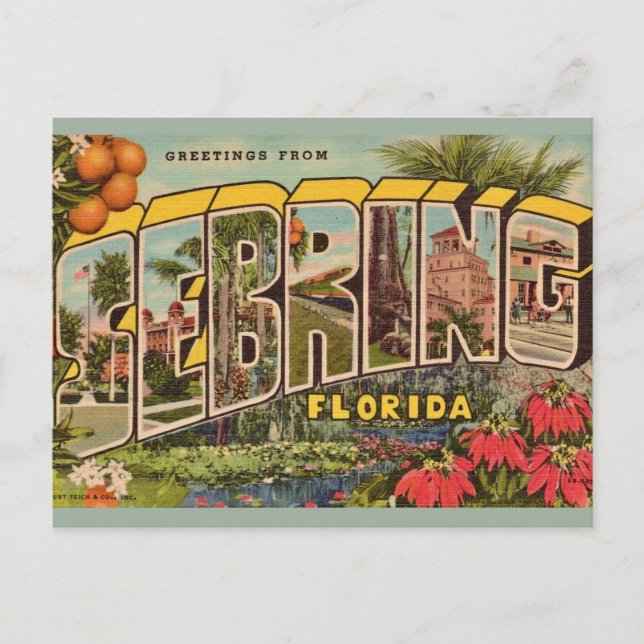 Sebring florida Vintage Greeting Postcard (Front)