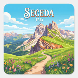 Seceda Ortisei Italy Square Sticker