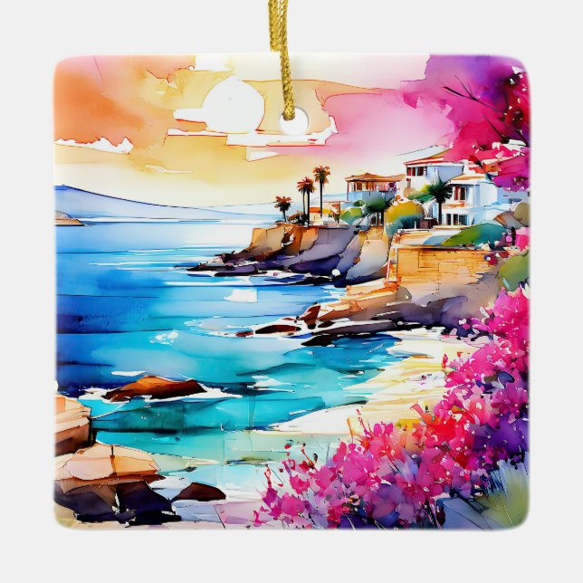 "Secluded Beach"  Ceramic Ornament (Front)