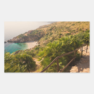 Secluded beach in Lo Zingaro, Sicily Rectangular Sticker