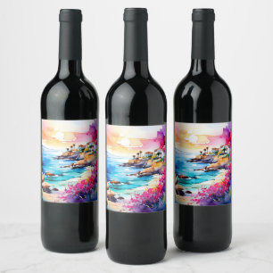 "Secluded Beach" Wine Label
