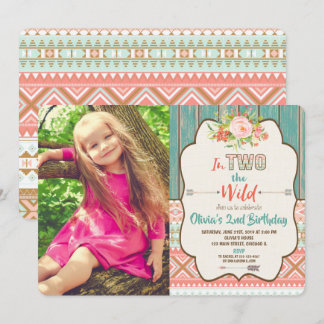 Second 2nd birthday invitations girl two wild