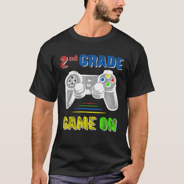 Second 2nd Grade Back to School 1st Day of Gamer V T-Shirt (Front)
