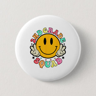 Second 2nd Grade Squad Smile Face First Day Ck To 6 Cm Round Badge