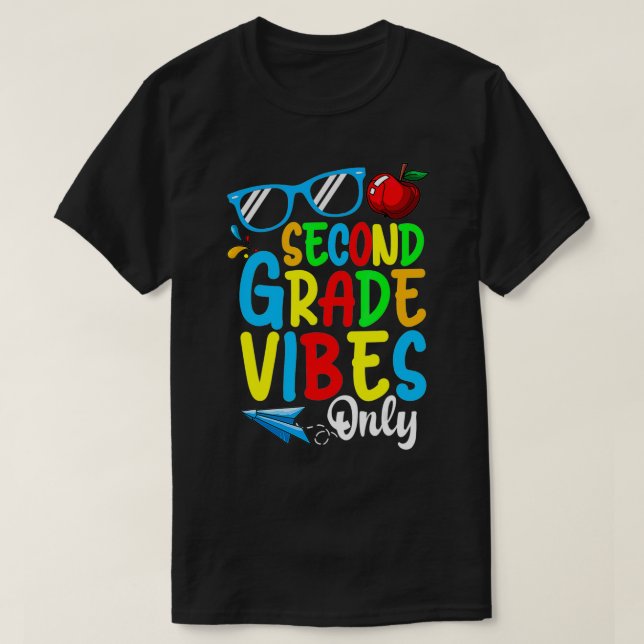 Second 2nd Grade Vibes Only Back To School Cute Ki T-Shirt (Design Front)