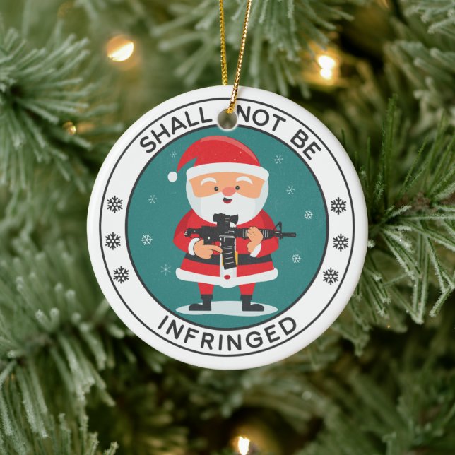 Second Amendment AR-15 Santa Claus Ceramic Tree Decoration (Tree)