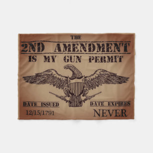 SECOND AMENDMENT GUN PERMIT  FLEECE BLANKET