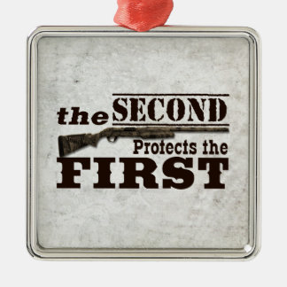 Second Amendment Protects First Amendment Metal Tree Decoration