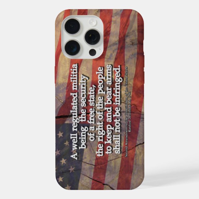 Second Amendment Typography Rustic US Flag iPhone Case (Back)