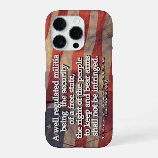 Second Amendment Typography Rustic US Flag iPhone Case (Back)
