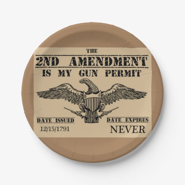 SECOND AMMENDMENT GUN PERMIT PAPER PLATE (Front)