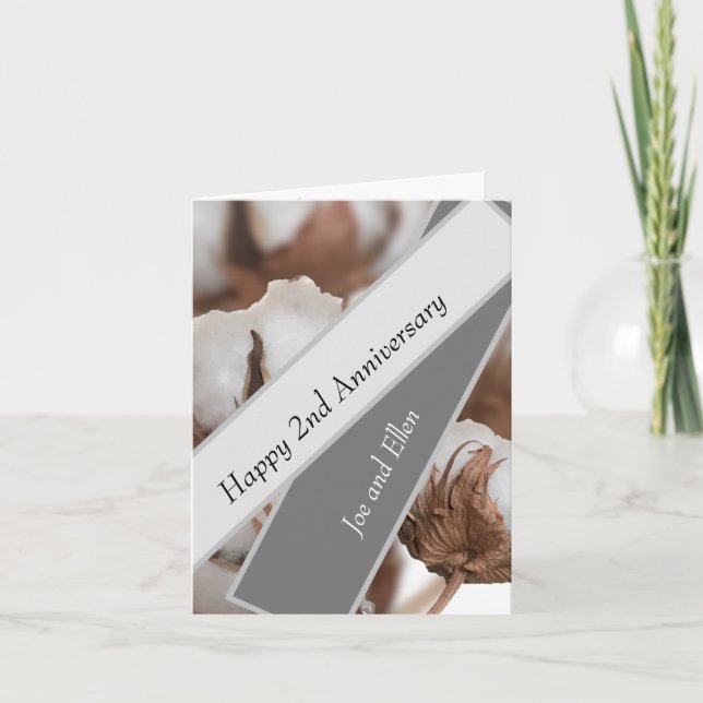 Second Anniversary with Cotton plant Card (Front)