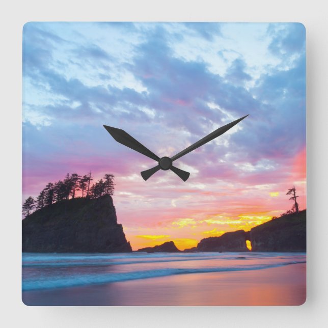 Second Beach at sunset, Washington Square Wall Clock (Front)