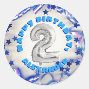 Second Birthday Boys Two Years Old Party Classic Round Sticker
