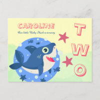 Second birthday cute baby shark ocean yellow green