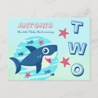 Second birthday cute baby shark under the sea blue