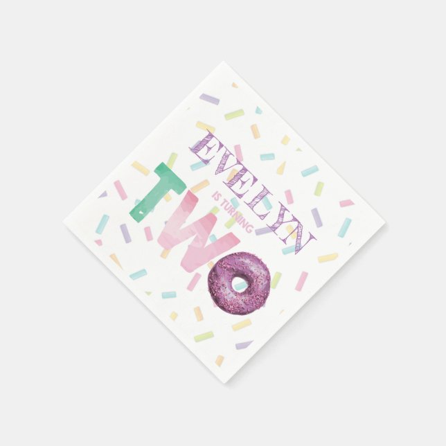 Second Birthday Doughnut Party Personalised Napkin (Corner)