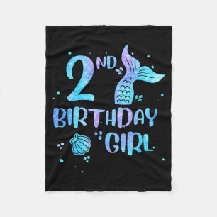 Second Birthday Girl Mermaid 2nd Toddlers Back to Fleece Blanket