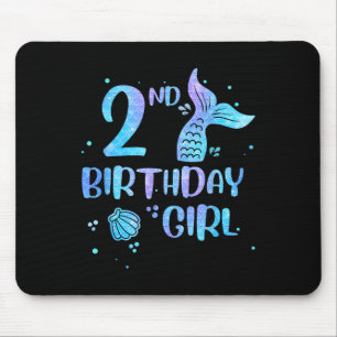 Second Birthday Girl Mermaid 2nd Toddlers Back To Mouse Pad