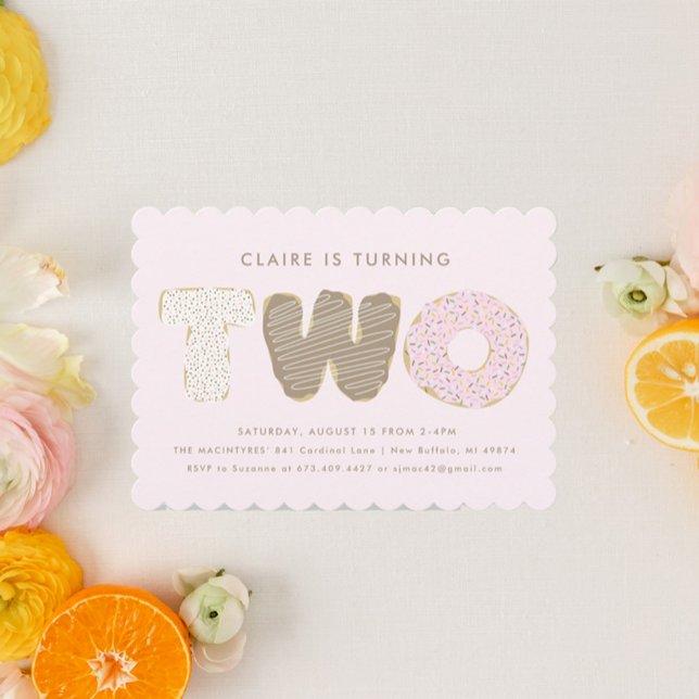 Second Birthday Party Doughnut Theme Invitations (second birthday party invitation)