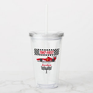 Second Birthday Red Race Car Two Fast Acrylic Tumbler