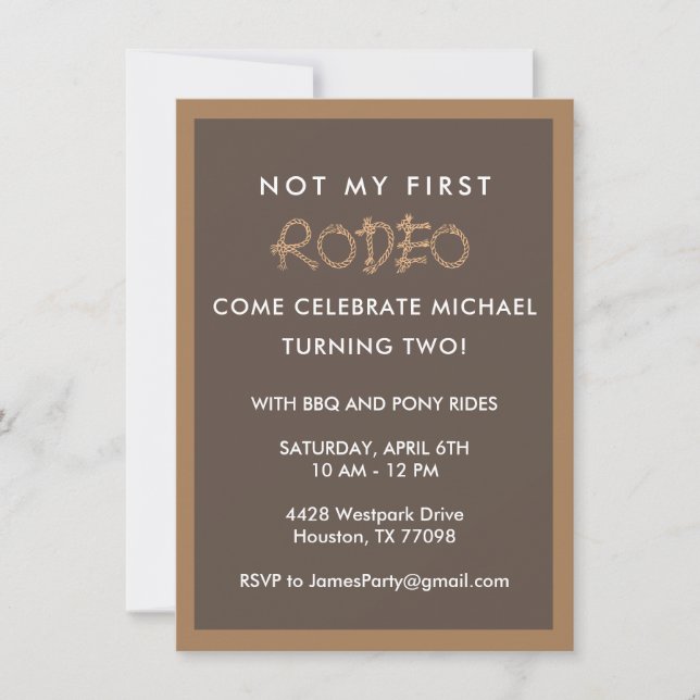 Second Birthday - Rodeo Cowboy Party Invitation (Front)