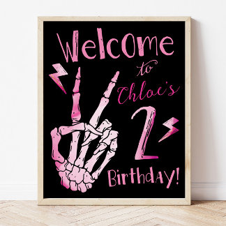 Second Birthday Welcome Sign, Bad TWO the Bone Poster