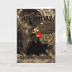 Second Cousin Birthday Card Steampunk Cutie Pie