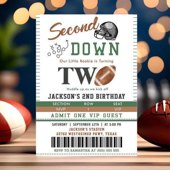 Second Down Football 2nd Birthday Invitation (Creator Uploaded)