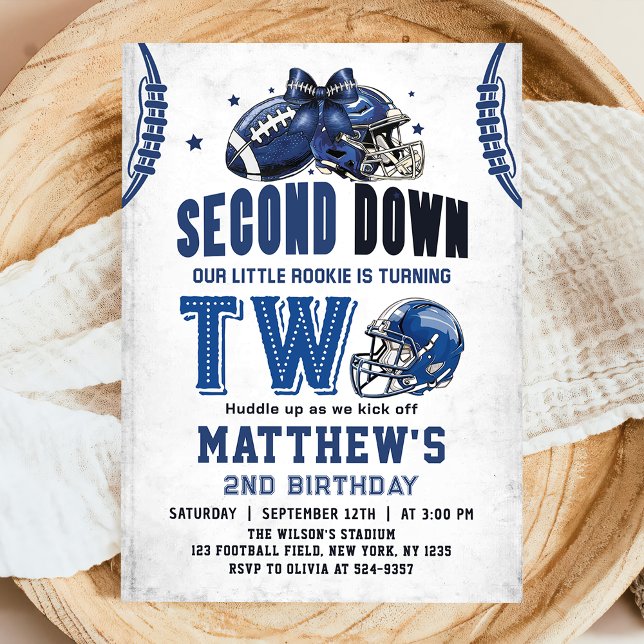 Second Down Football 2nd Birthday Invitation (Creator Uploaded)