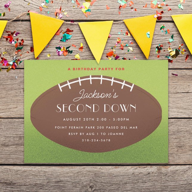Second Down Football Birthday Party Invitation (Creator Uploaded)