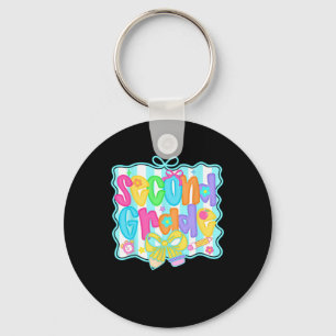 Second Grade Back To School 2nd Grade Coquette Tea Key Ring