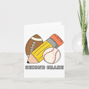 Second Grade Back To School Baseball Football Boys Card