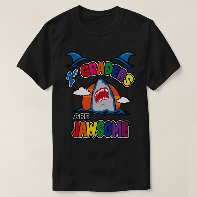 Second Grade Back To School Shark s Boys Girls Tea T-Shirt (Design Front)