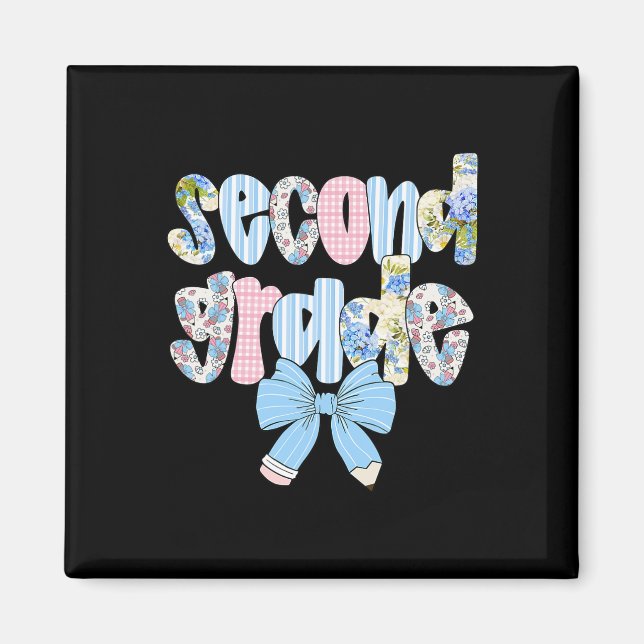 Second Grade Coquette Bow Pencil First Day Back To Magnet (Front)
