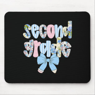 Second Grade Coquette Bow Pencil First Day Back To Mouse Pad