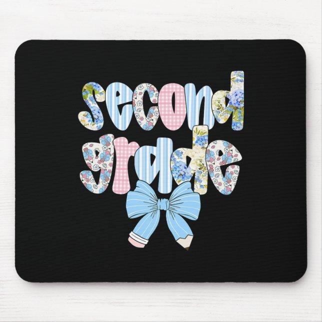 Second Grade Coquette Bow Pencil First Day Back To Mouse Pad (Front)