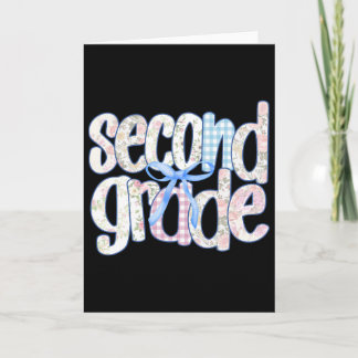 Second Grade Coquette Bow Teachers Kids First Day Card