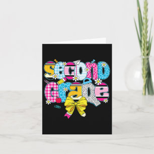 Second Grade Coquette Pencil Bow Back To School Te Card