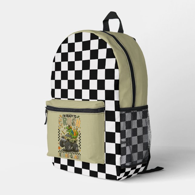 Second Grade Crusher: Monster Truck Confidence Printed Backpack (Back Corner Right)