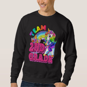 Second Grade Dabbing Unicorn Teacher Team 2nd Grad Sweatshirt