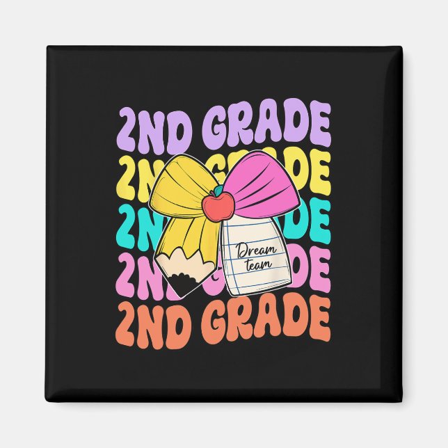 Second Grade Dream Team Pencil Bow Back To School  Magnet (Front)