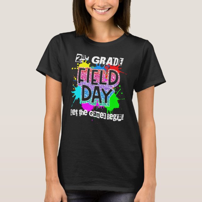 Second Grade Field Day Splash Rainbow Colour Schoo T-Shirt (Front)